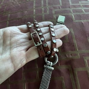 Double wrap genuine leather bracelet